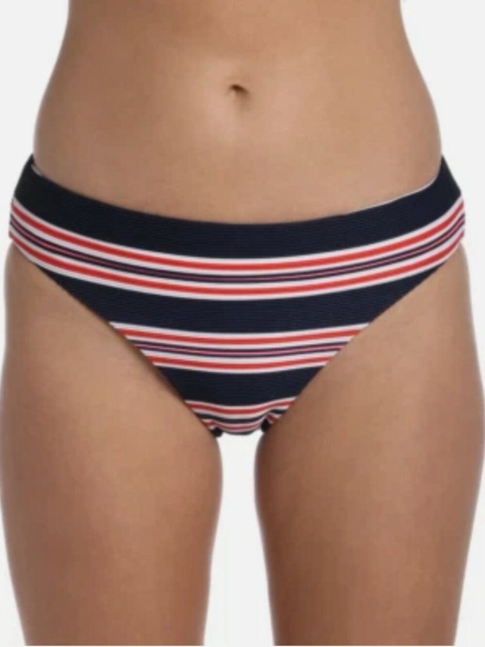La Blanca Sailor Stripe Hipster Bikini Bottoms – Indigo, Red & White – Size 16 (